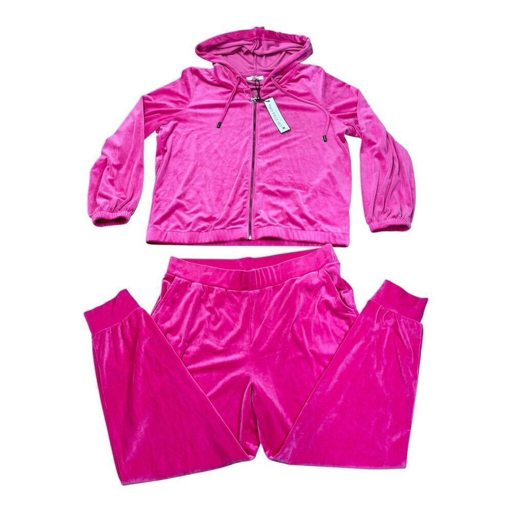 CABLE & GAUGE XL Velour Velvet 2pc Tracksuit Stretch Activewear Lounge Sport Set